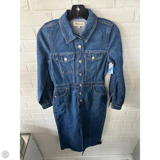 Dress Casual Midi By Madewell In Blue Denim, Size: Xxs