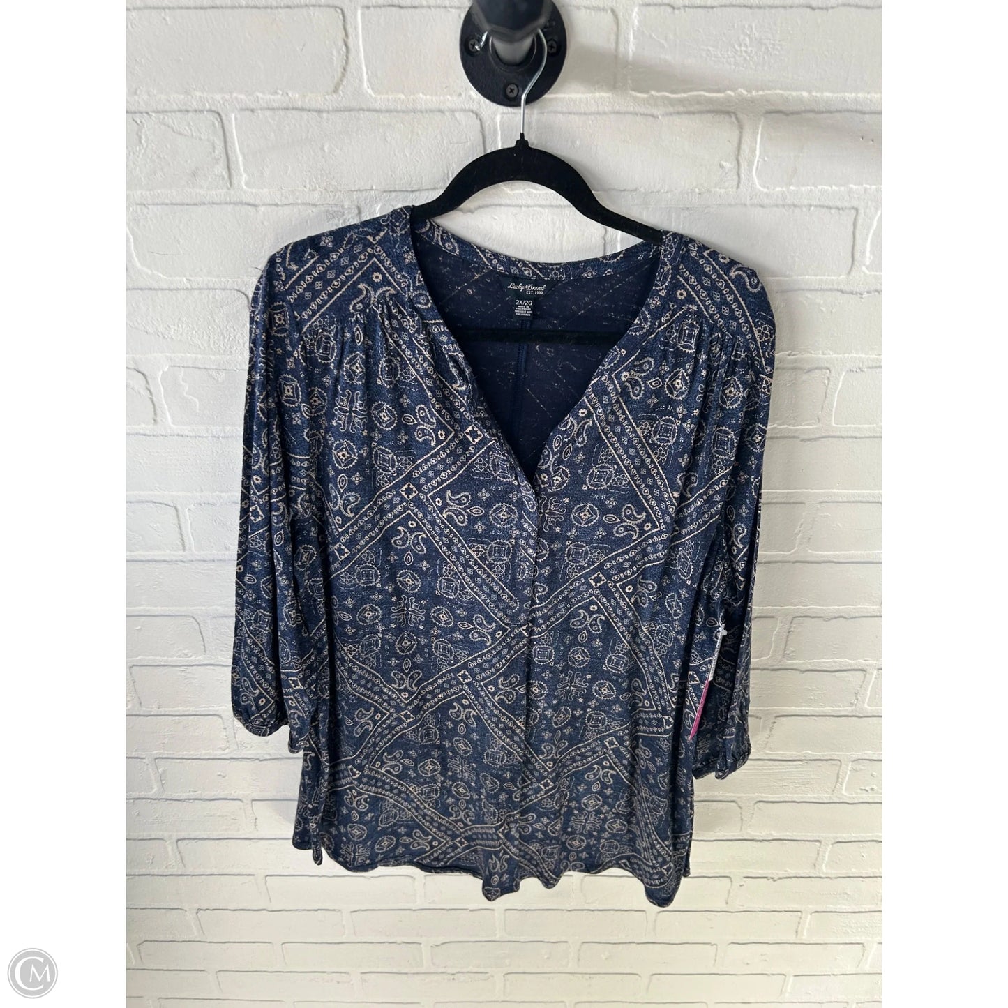 Top 3/4 Sleeve By Lucky Brand In Blue, Size: 2x