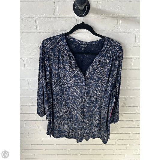 Top 3/4 Sleeve By Lucky Brand In Blue, Size: 2x