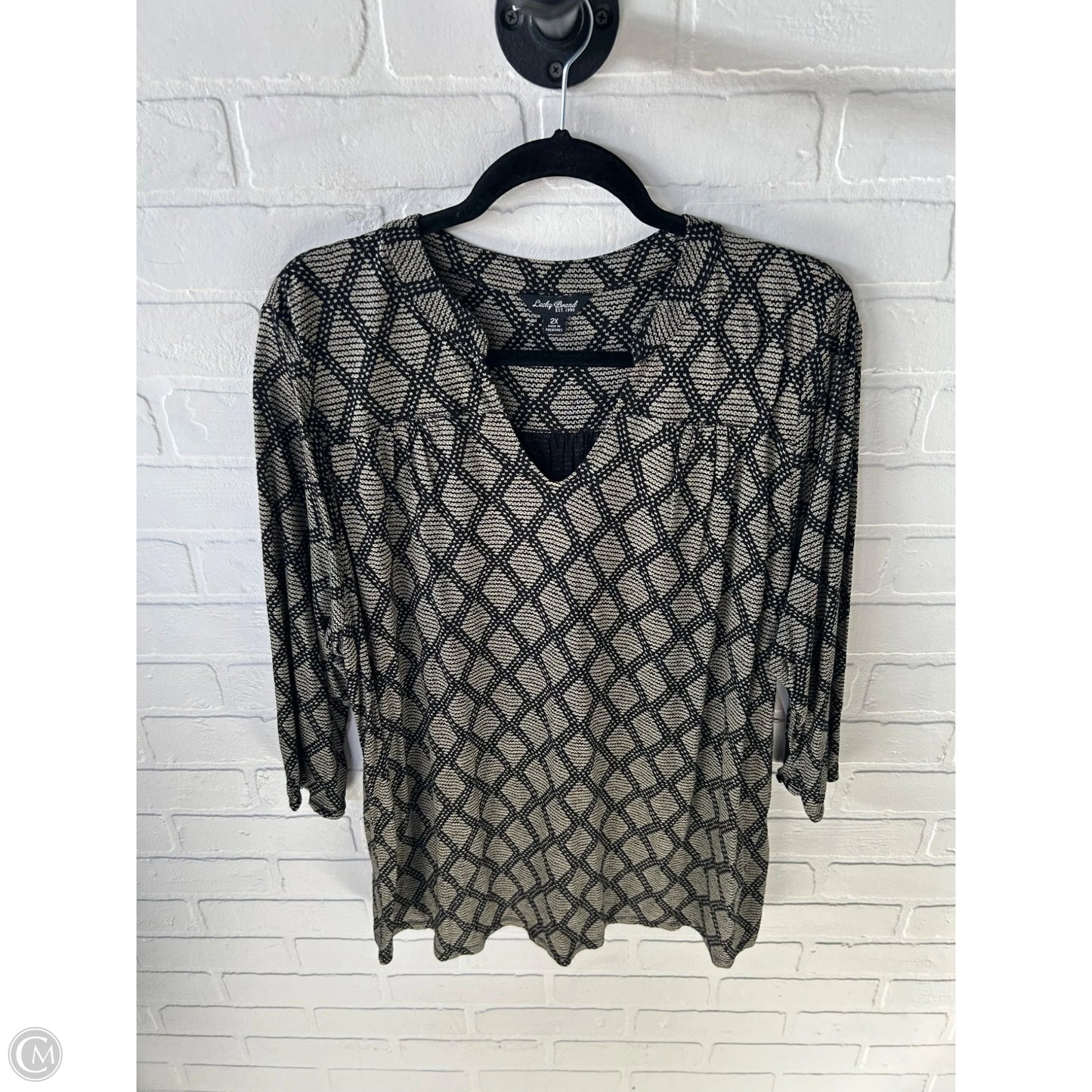 Top 3/4 Sleeve By Lucky Brand In Black & White, Size: 2x