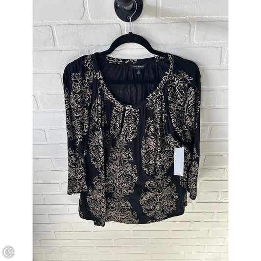Top 3/4 Sleeve By Lucky Brand In Black & Tan, Size: 2x