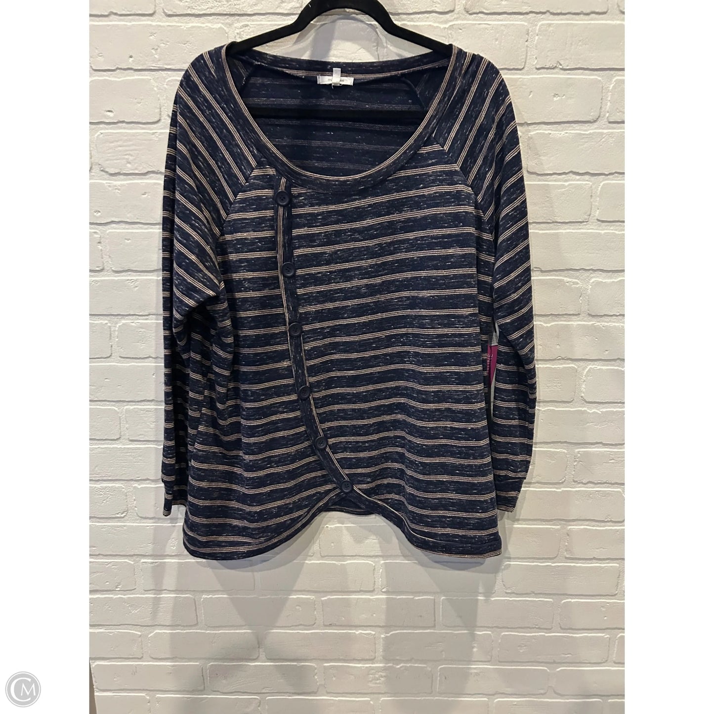 Top Long Sleeve By Maurices In Blue & Cream, Size: 2x