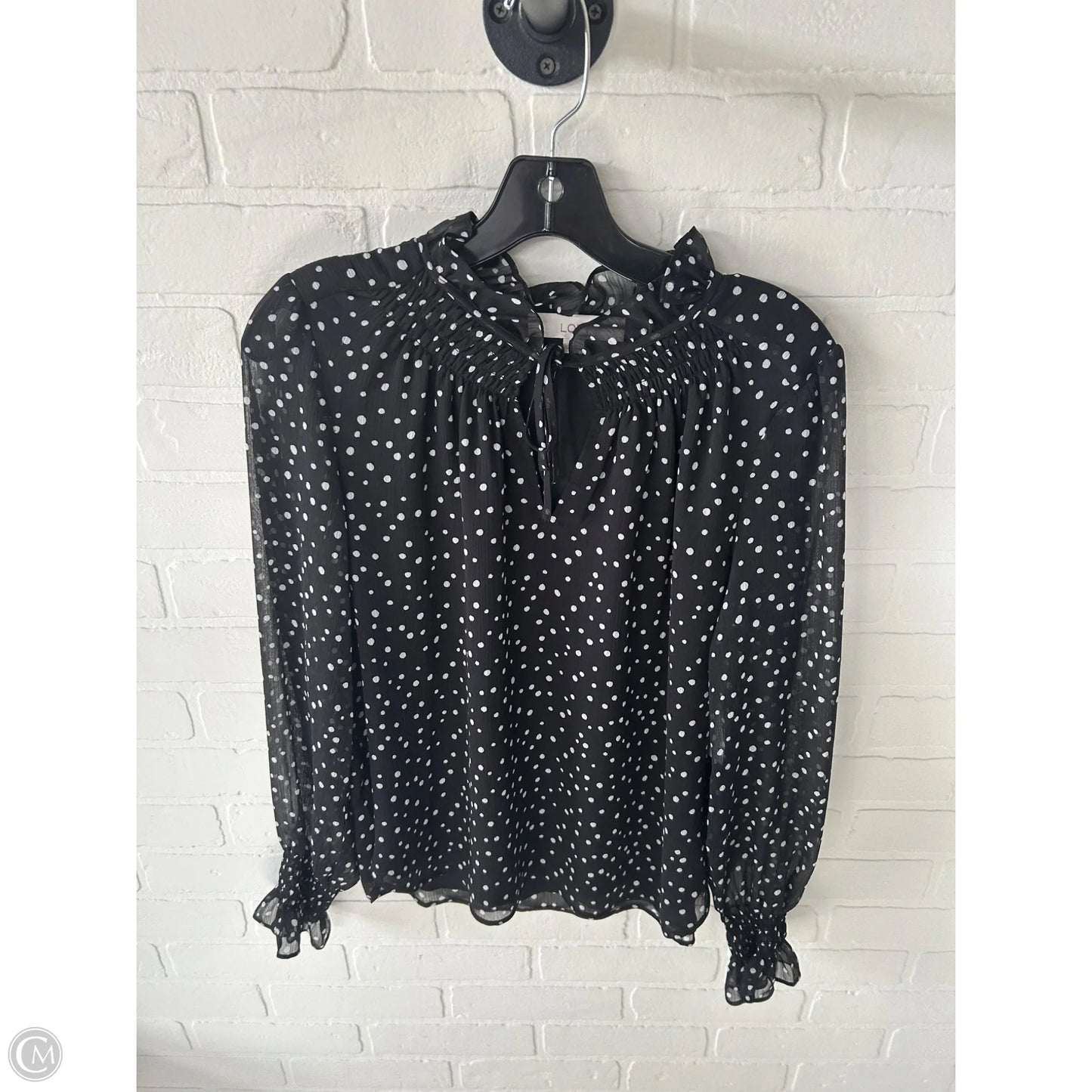 Top Long Sleeve By Loft In Black & White, Size: S