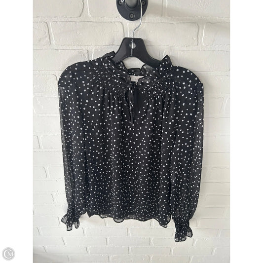 Top Long Sleeve By Loft In Black & White, Size: S