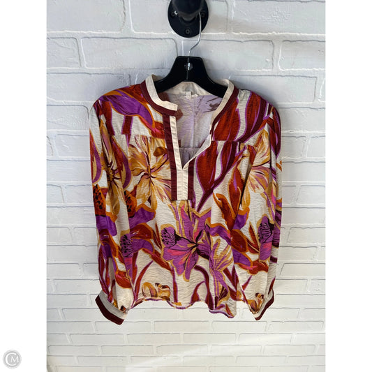 Top Long Sleeve By Jodifl In Brown & Cream, Size: L