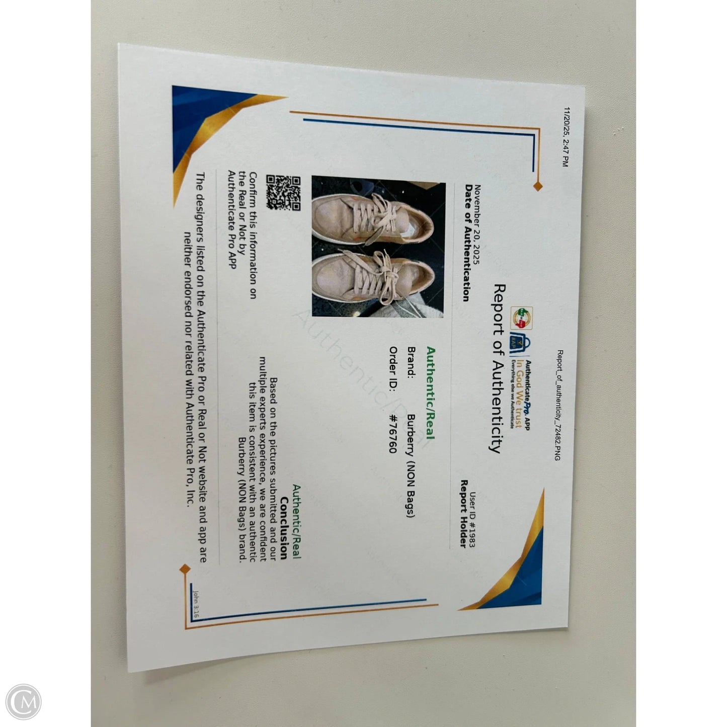 Shoes Luxury Designer By Burberry In Tan, Size: 7.5