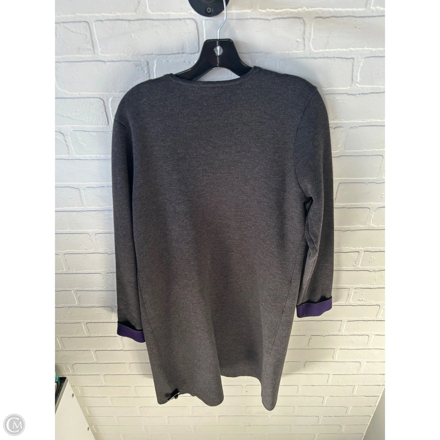 Sweater Cardigan By Calvin Klein In Grey, Size: M