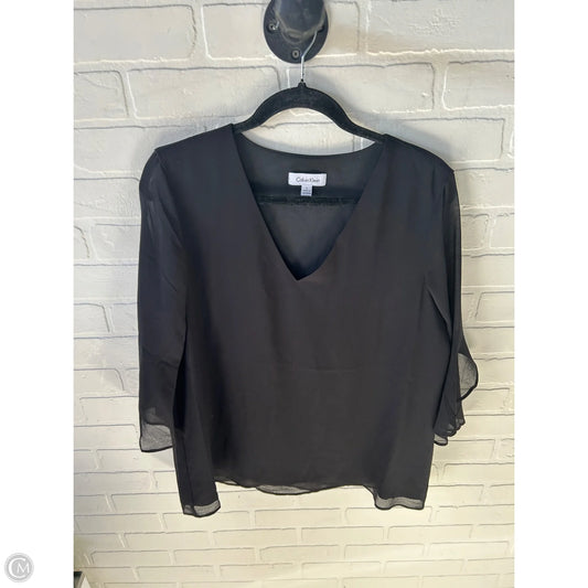 Top 3/4 Sleeve By Calvin Klein In Black, Size: L