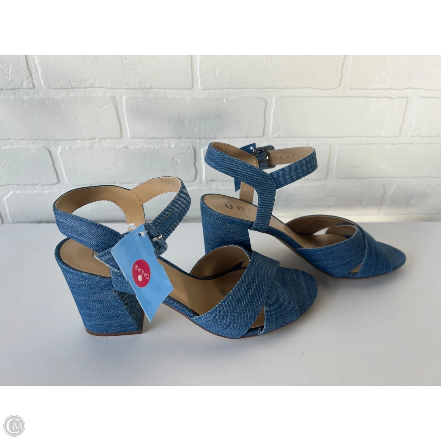 Sandals Heels Block By Unisa In Blue & Brown, Size: 10