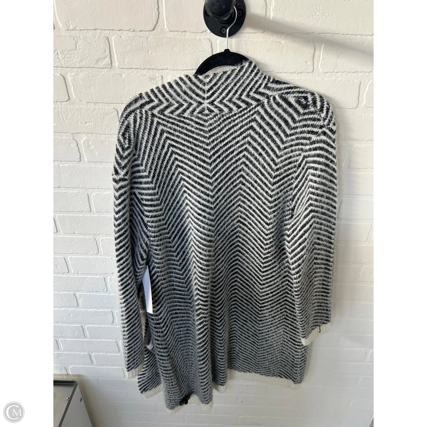 Sweater Cardigan By Keren Hart In Black & Cream, Size: L