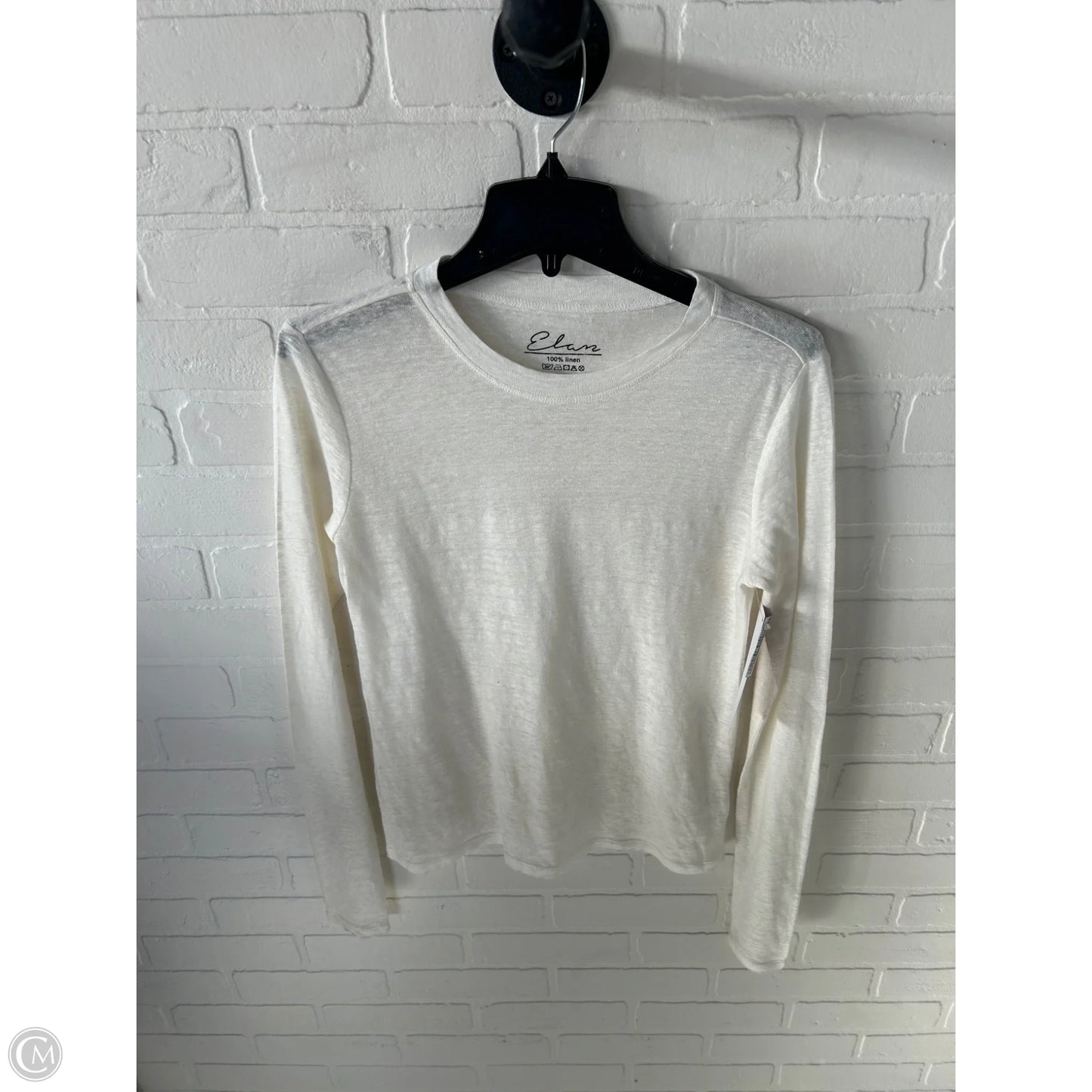 Top Long Sleeve Basic By Elan In Cream, Size: S