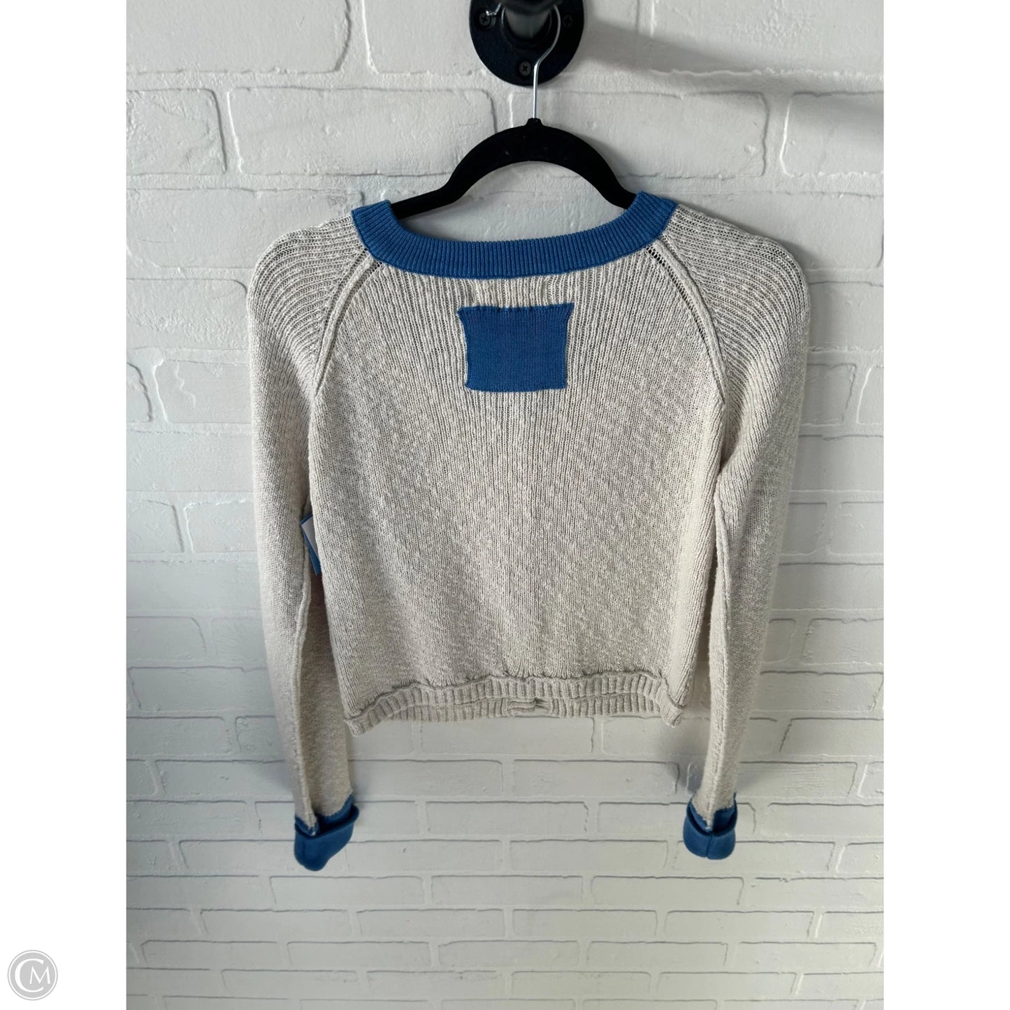 Sweater Cardigan By By Together In Blue & Cream, Size: S