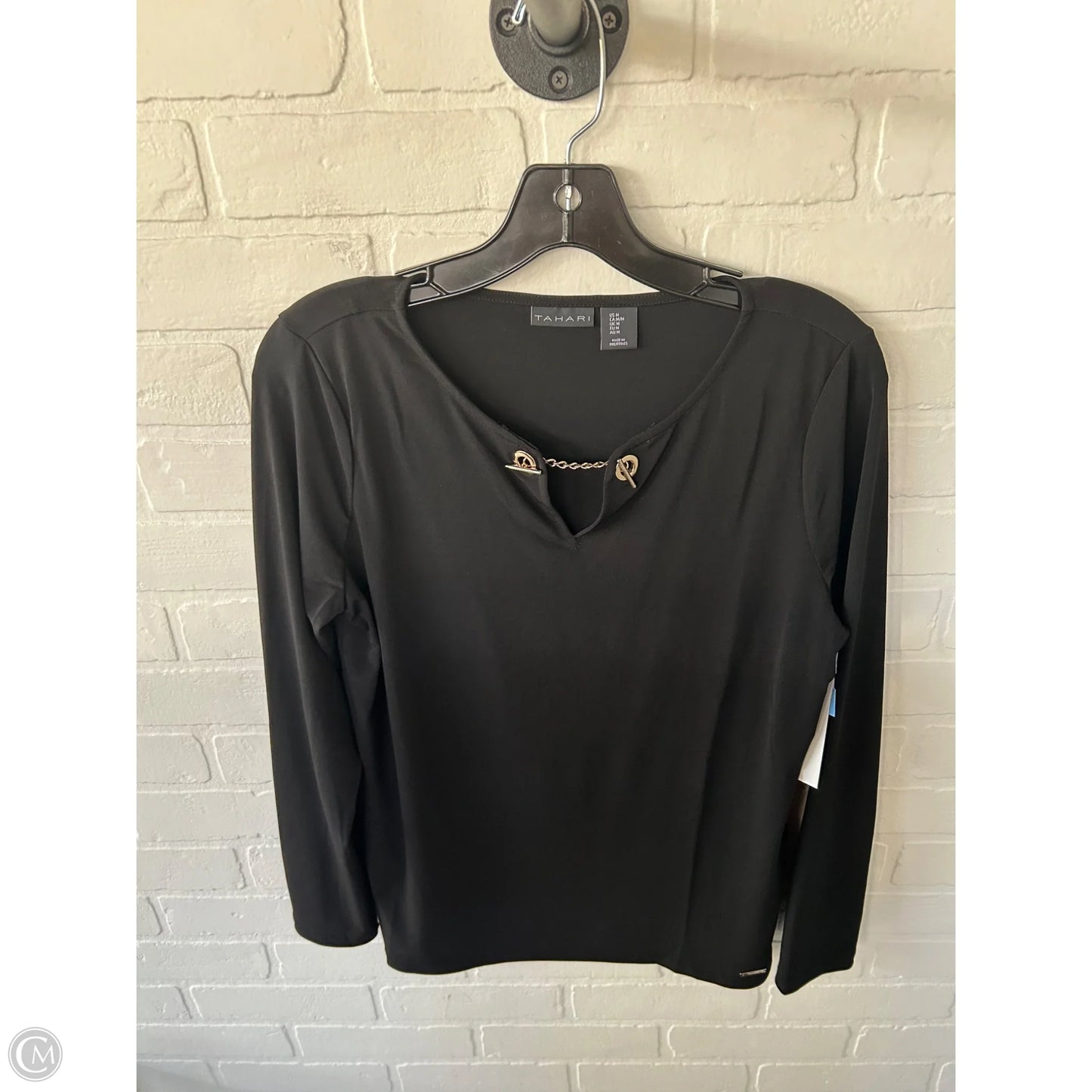 Top Long Sleeve By Tahari In Black, Size: M