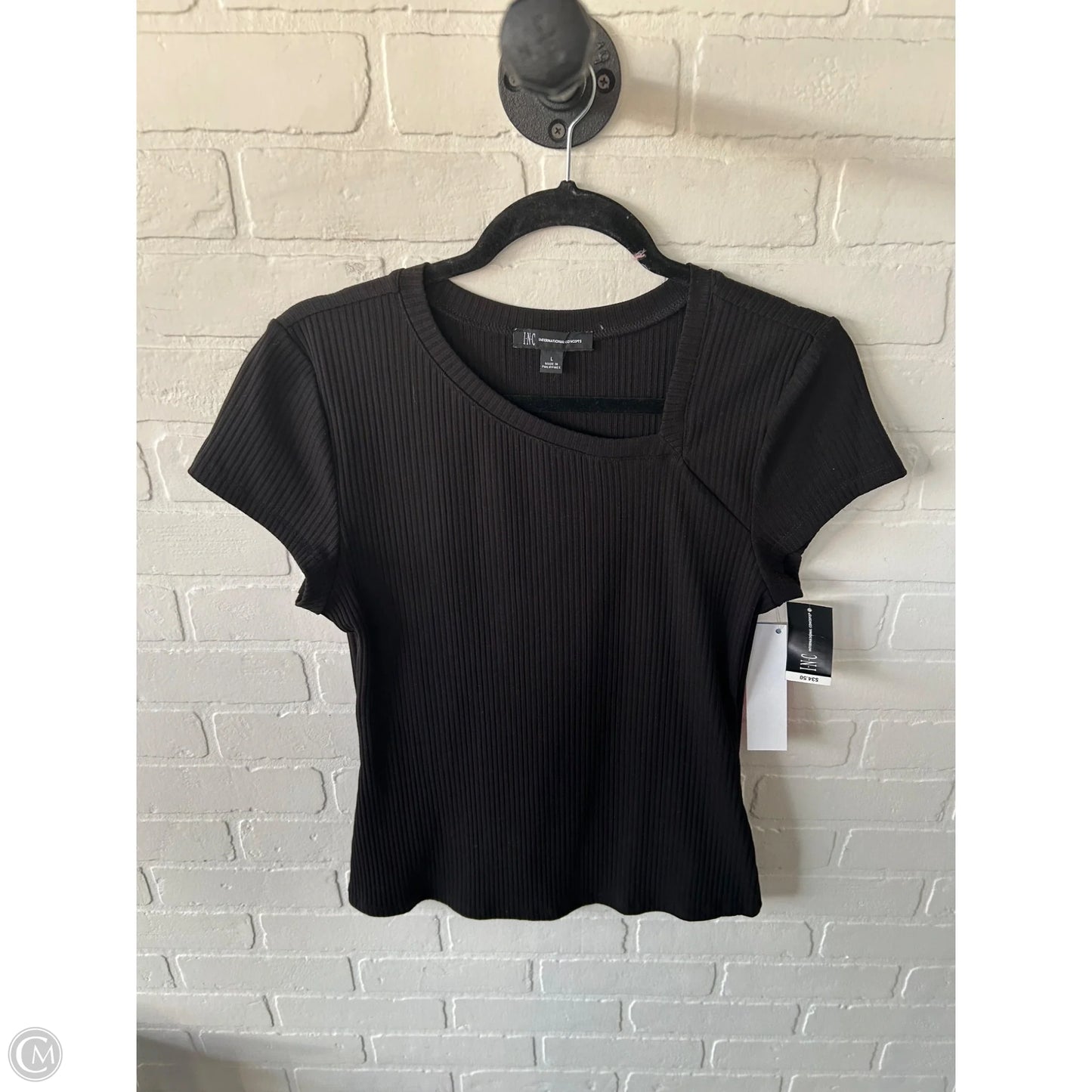 Top Short Sleeve By Inc In Black, Size: L