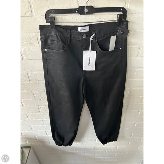 Jeans Straight By Frame In Black Denim, Size: 4