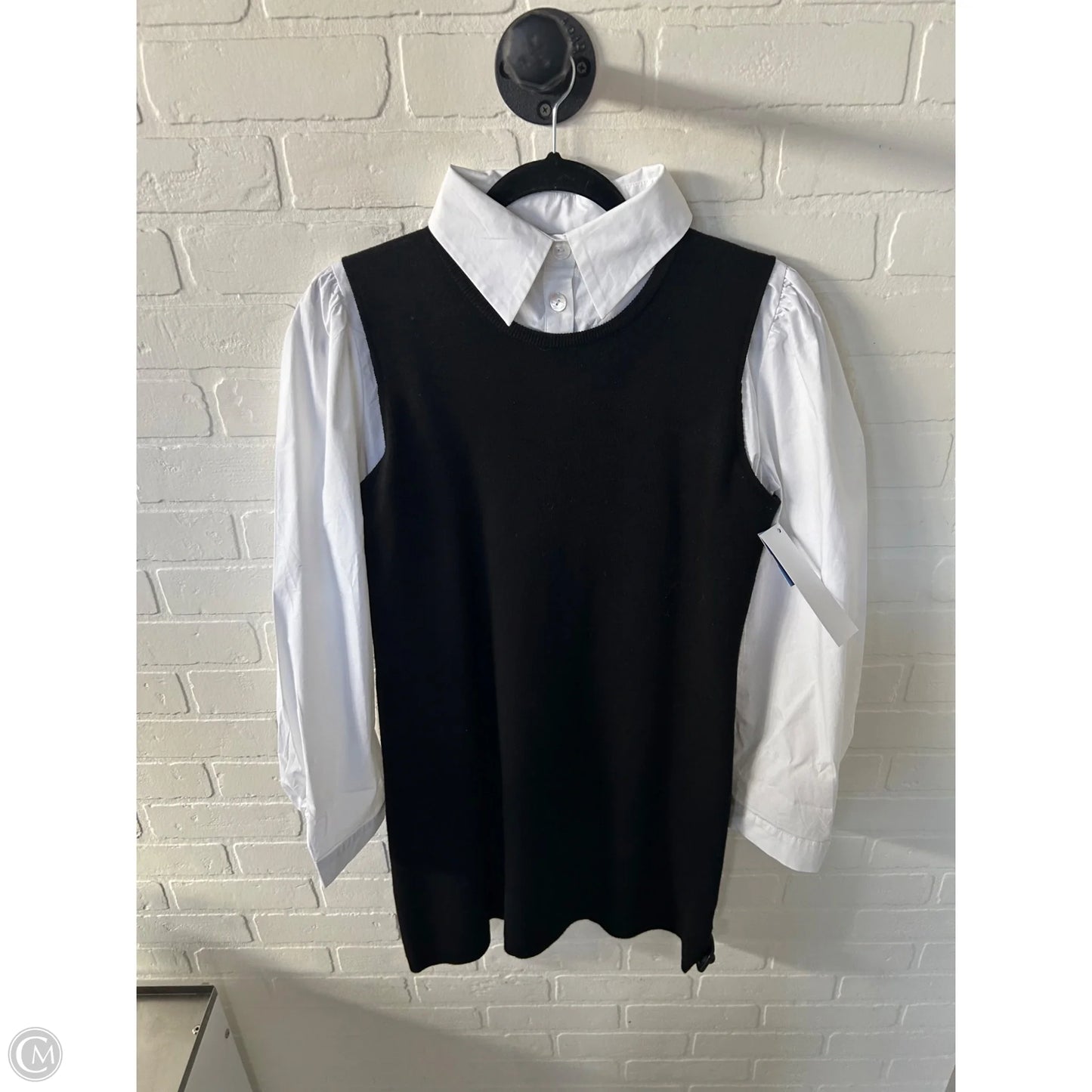 Dress Sweater By Eva Franco In Black & White, Size: M