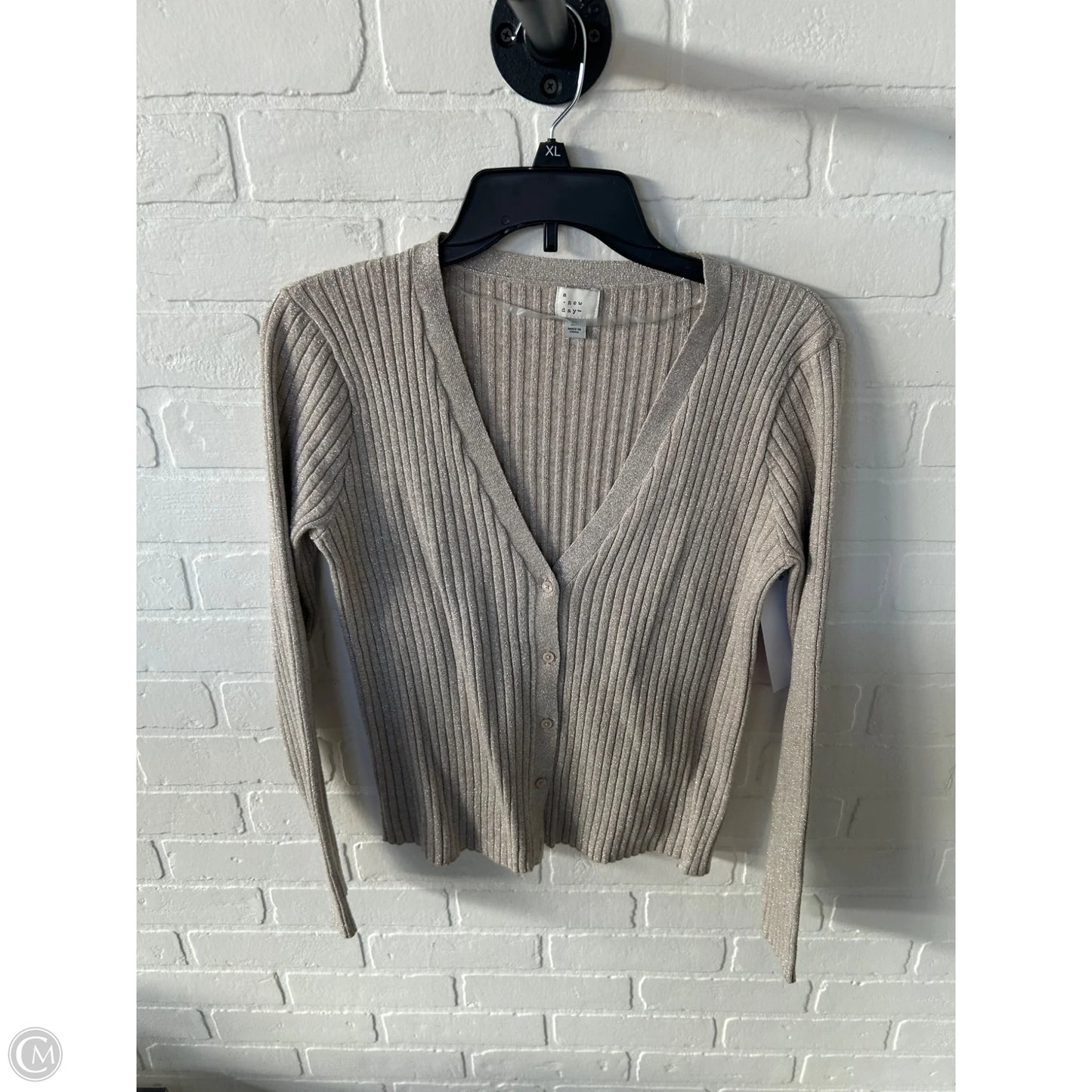 Sweater Cardigan By A New Day In Tan, Size: Xl