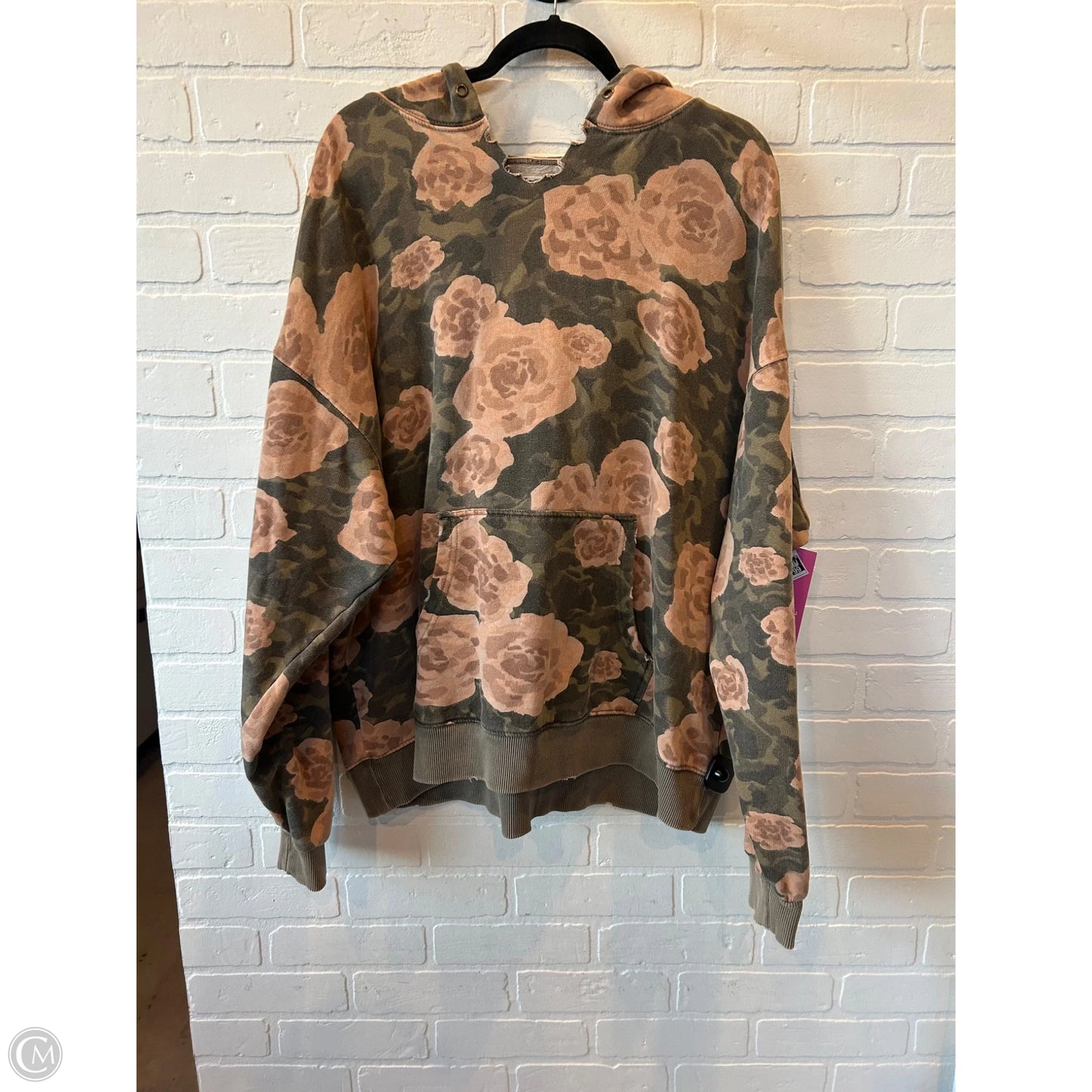 Sweatshirt Hoodie By We The Free In Black & Orange, Size: L