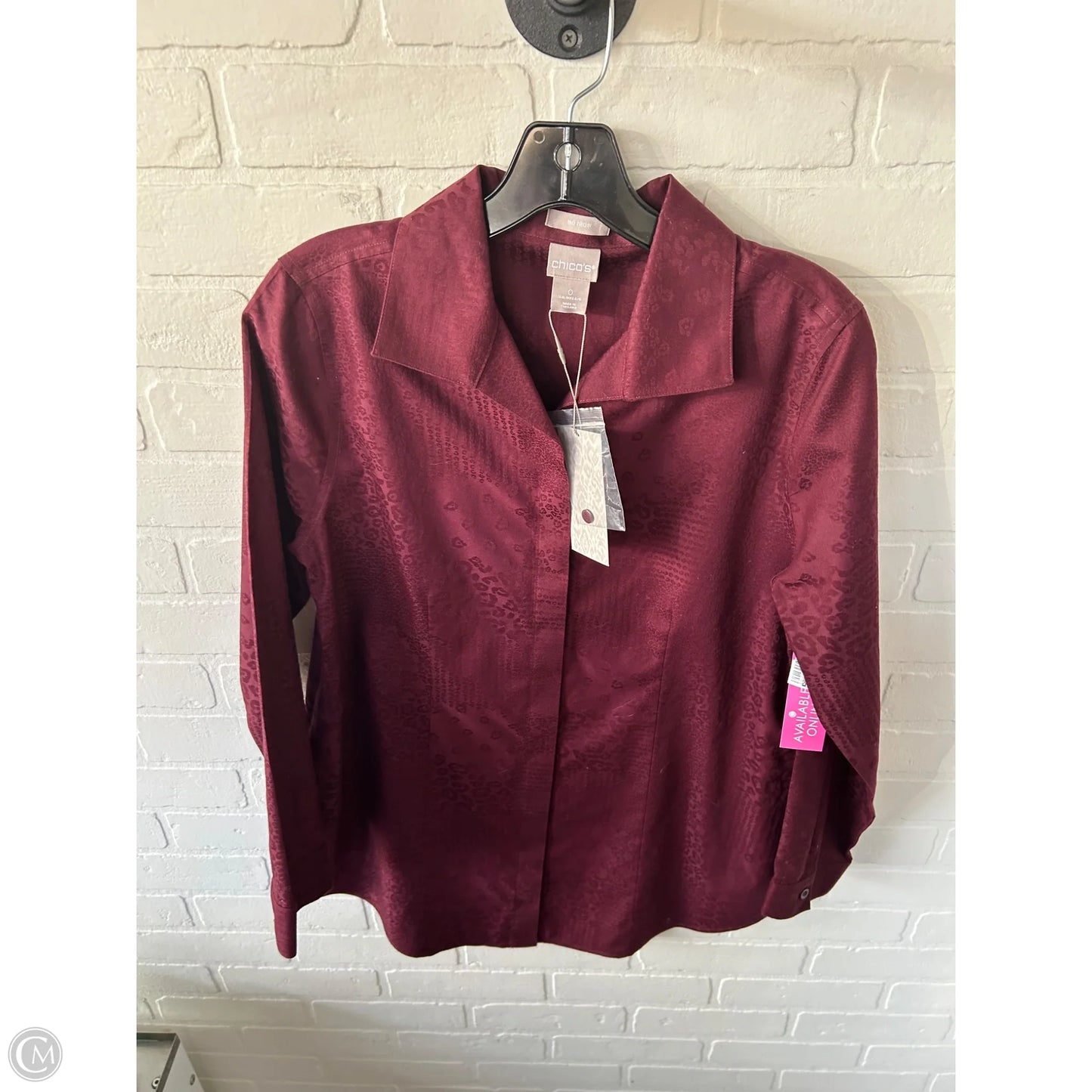 Tunic Long Sleeve By Chicos In Maroon, Size: S