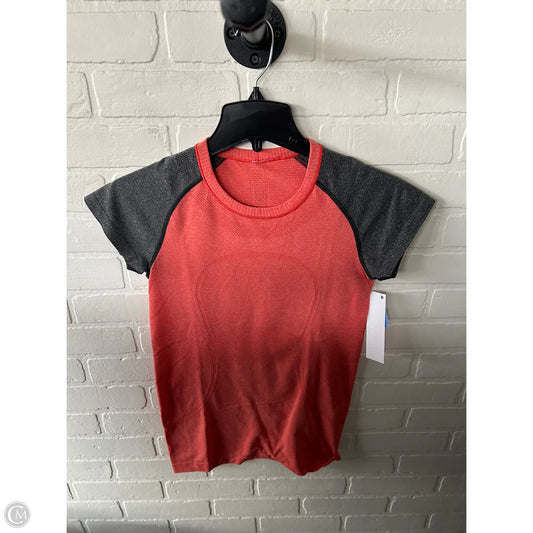 Athletic Top Short Sleeve By Lululemon In Orange, Size: S