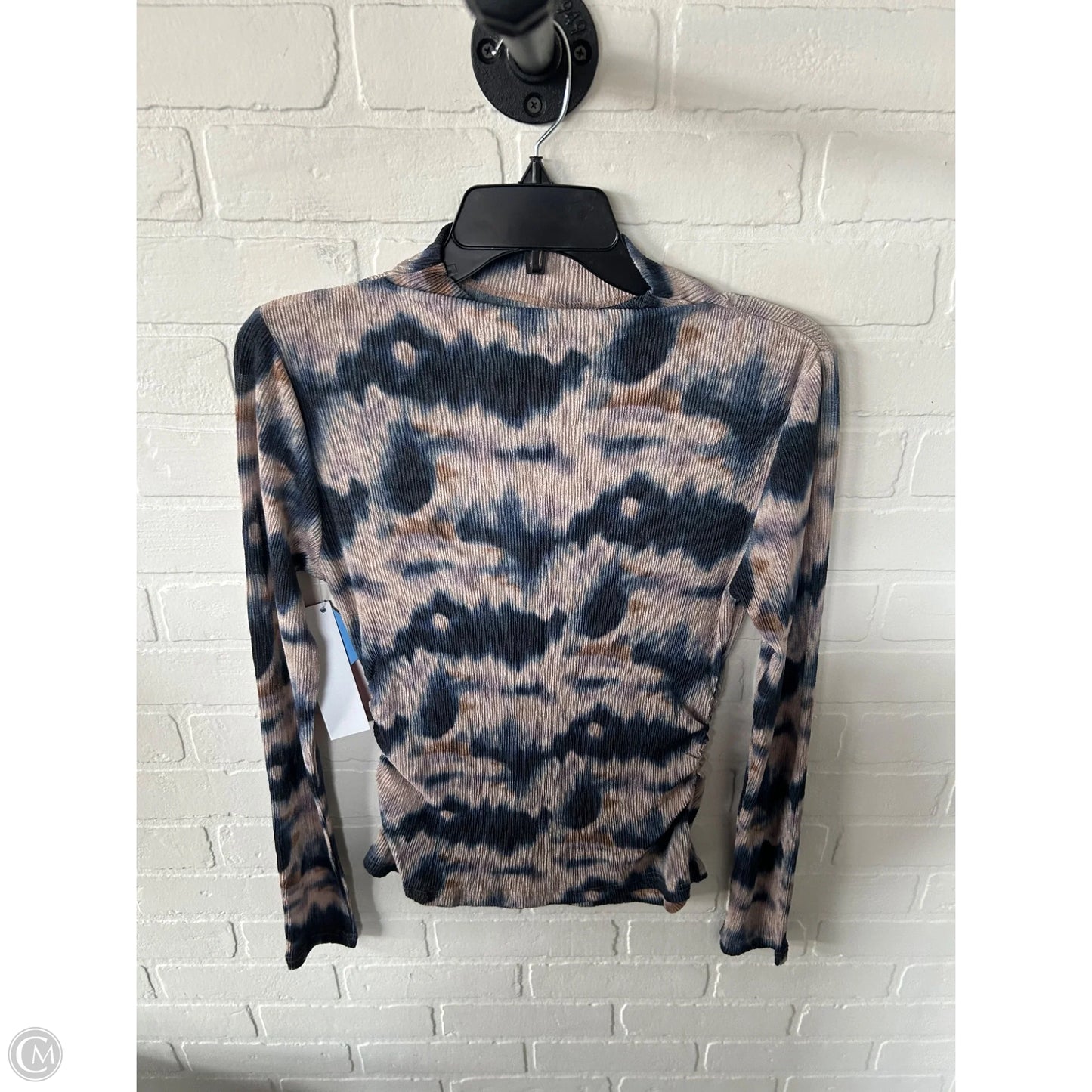 Top Long Sleeve By Charlie B In Blue & Tan, Size: S