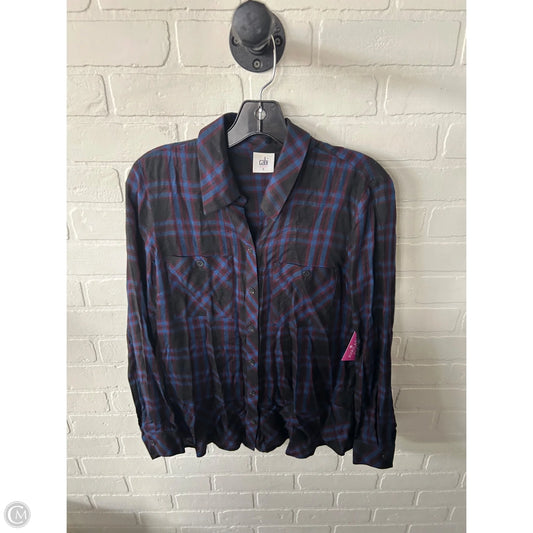 Top Long Sleeve By Cabi In Black & Blue, Size: S