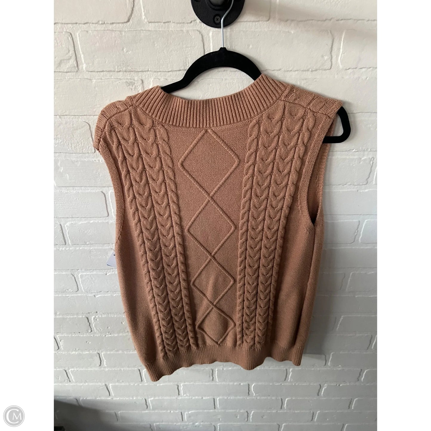 Vest Sweater By Clothes Mentor In Tan, Size: L