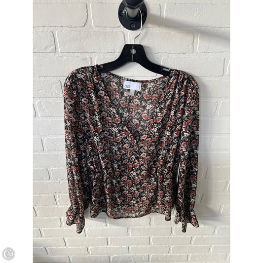 Top Long Sleeve By Nordstrom In Black & Brown, Size: S