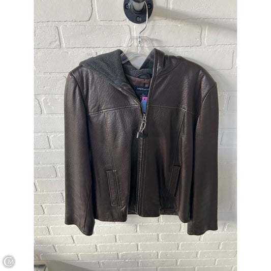 Jacket Leather By Ann Taylor In Brown, Size: M