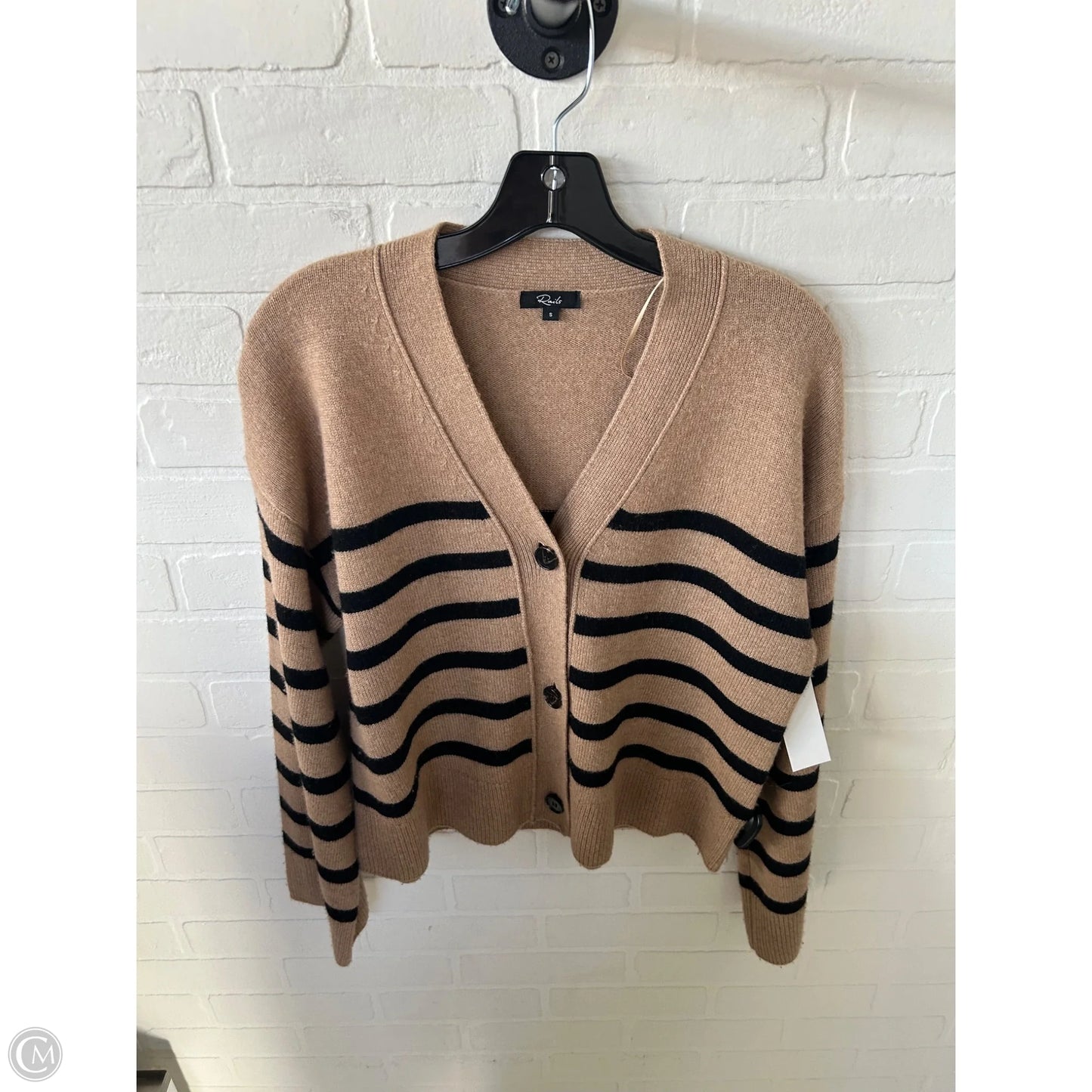 Sweater Cardigan By Rails In Black & Tan, Size: S
