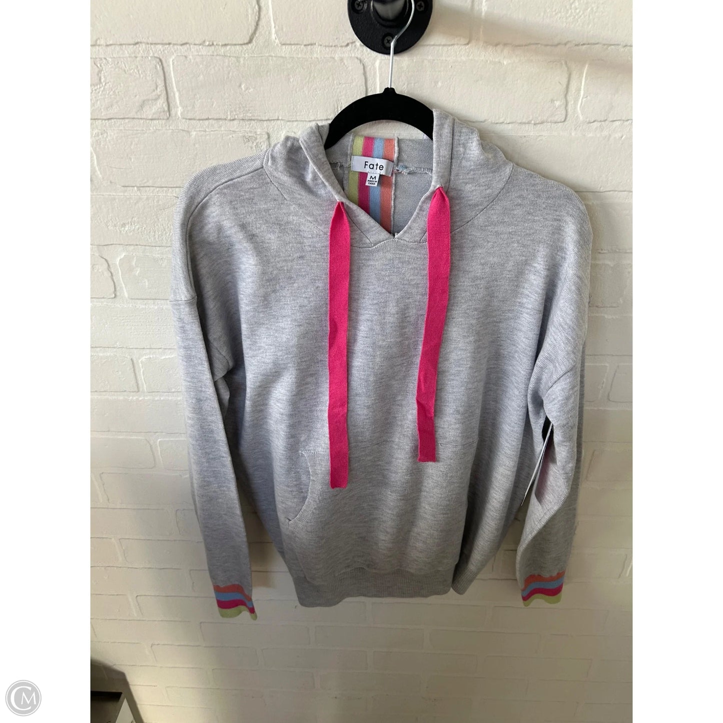 Sweatshirt Hoodie By Fate In Grey, Size: M