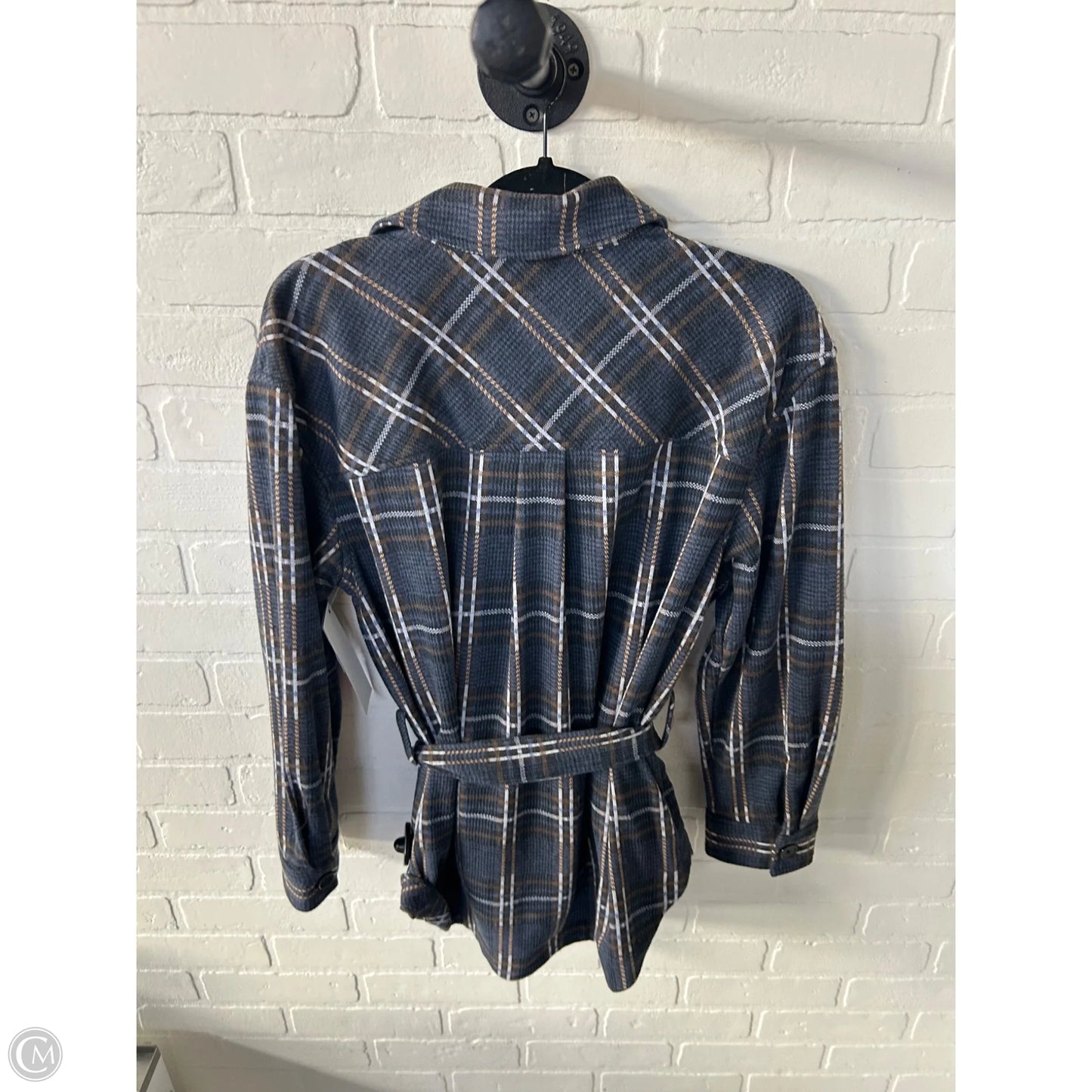 Jacket Shirt By Liverpool In Blue & Tan, Size: M