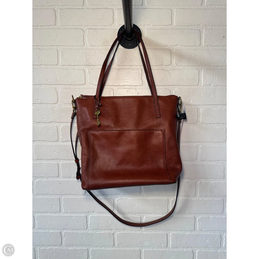 Handbag Leather By Fossil, Size: Medium