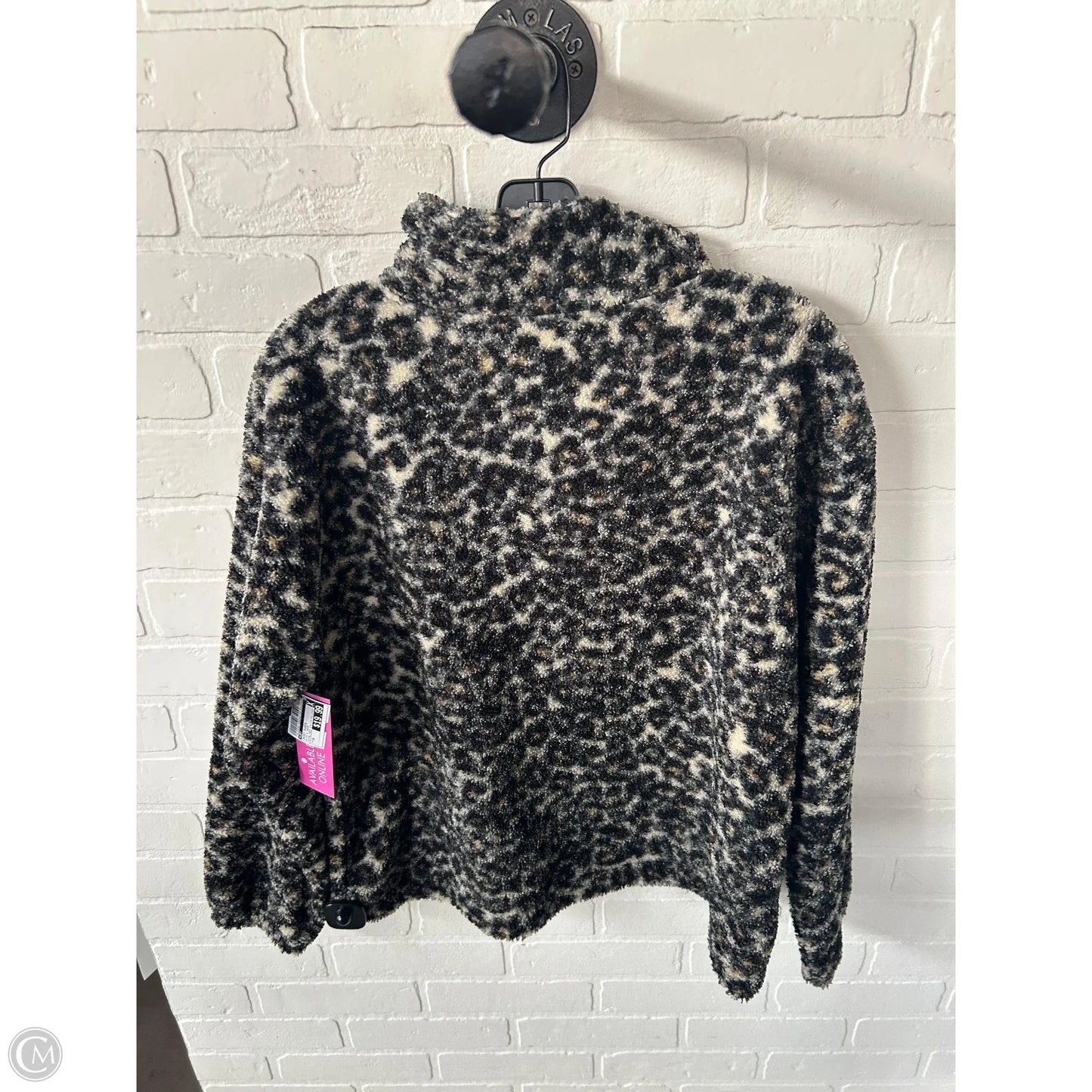 Jacket Fleece By Loft In Black & Cream, Size: M