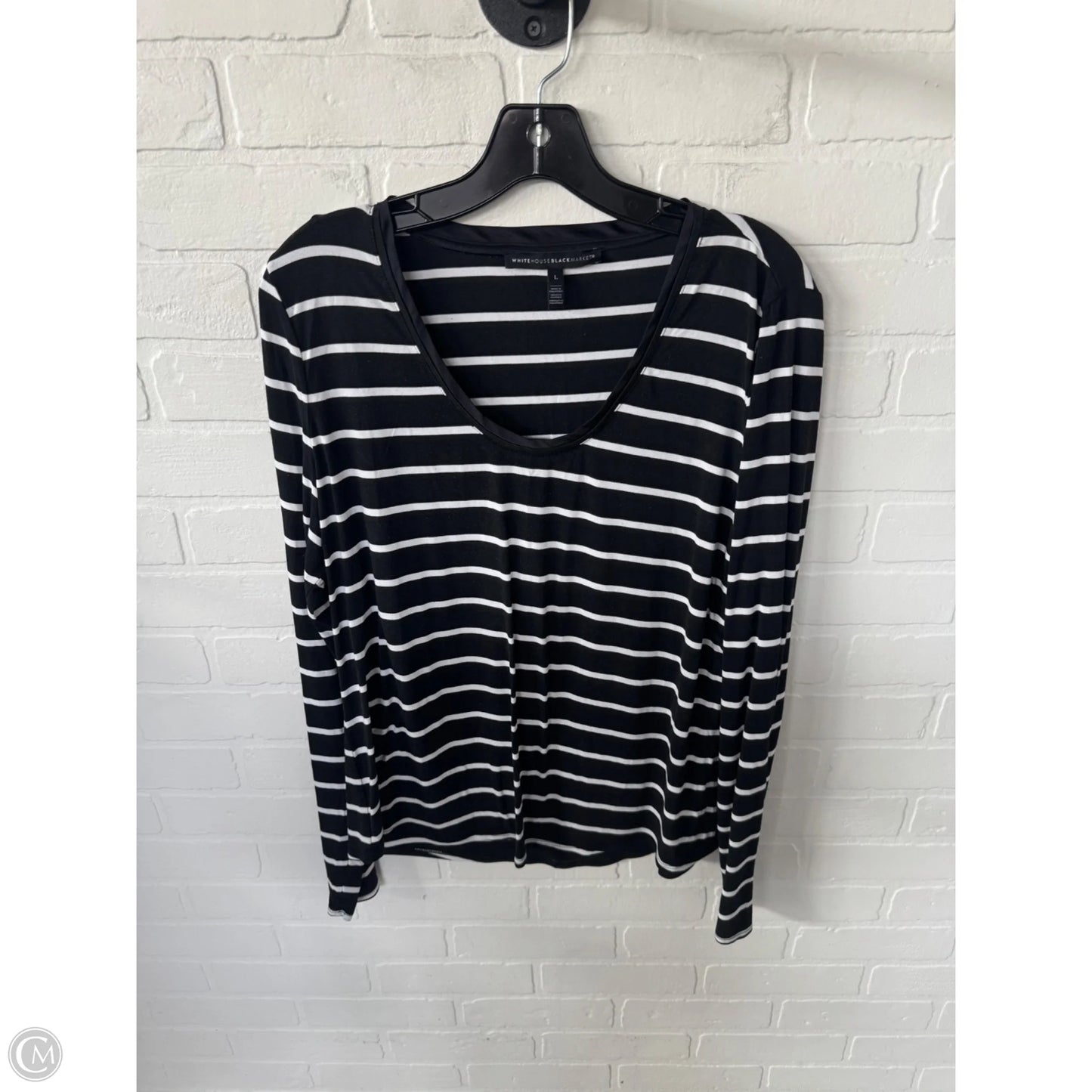 Top Long Sleeve Basic By White House Black Market In Black & White, Size: L