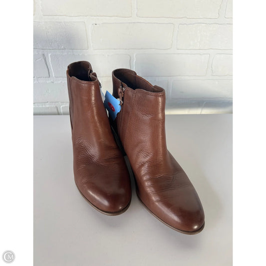 Boots Ankle Heels By Clarks In Brown, Size: 8.5