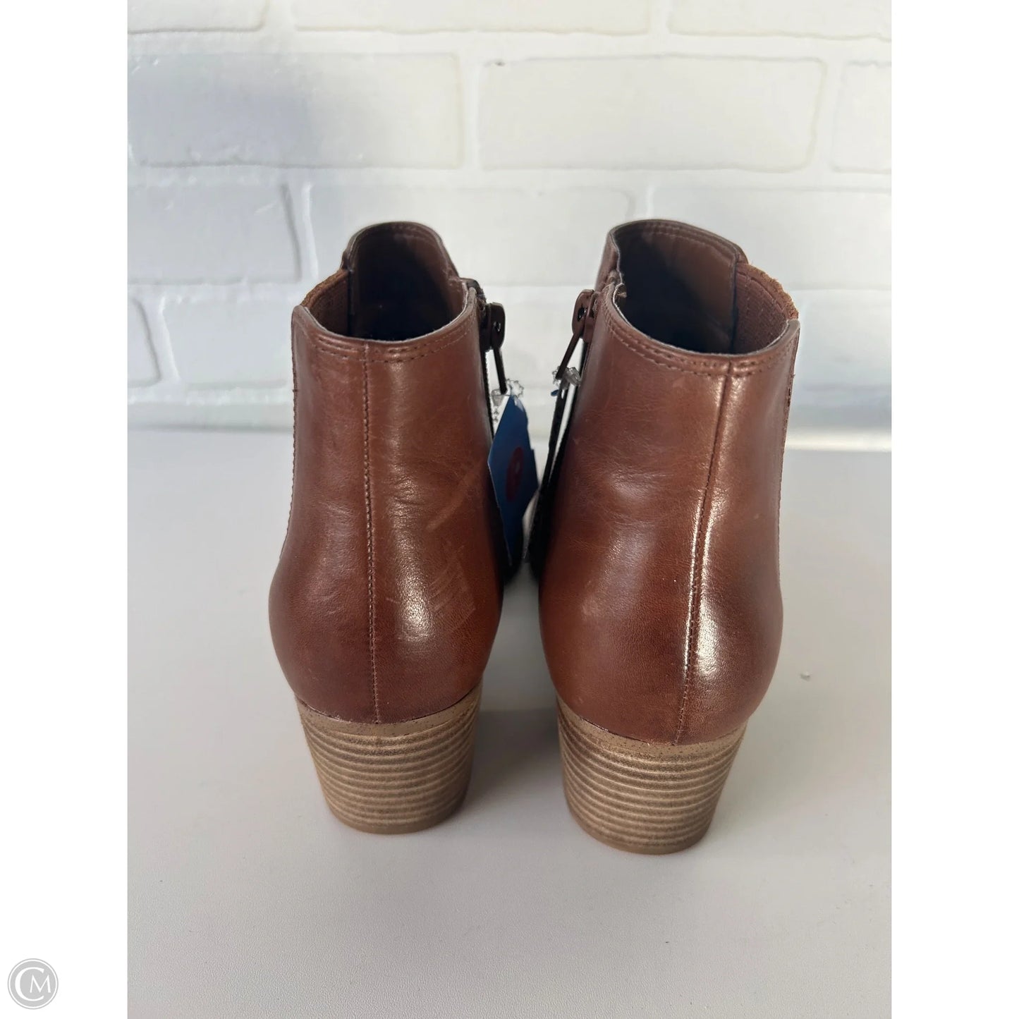 Boots Ankle Heels By Clarks In Brown, Size: 8.5