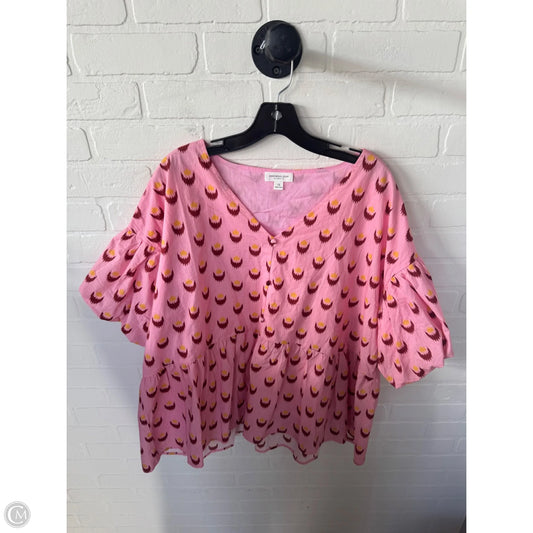 Top Short Sleeve By Chicsoul In Pink, Size: 1x