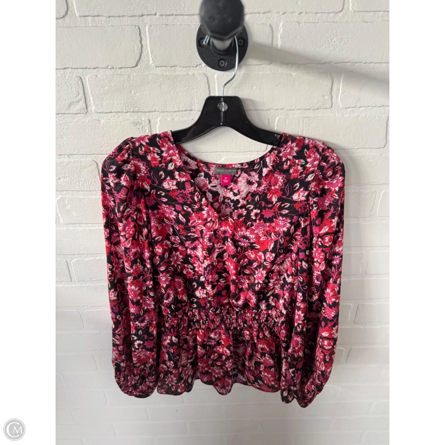 Top Long Sleeve By Vince Camuto In Black & Red, Size: Xs