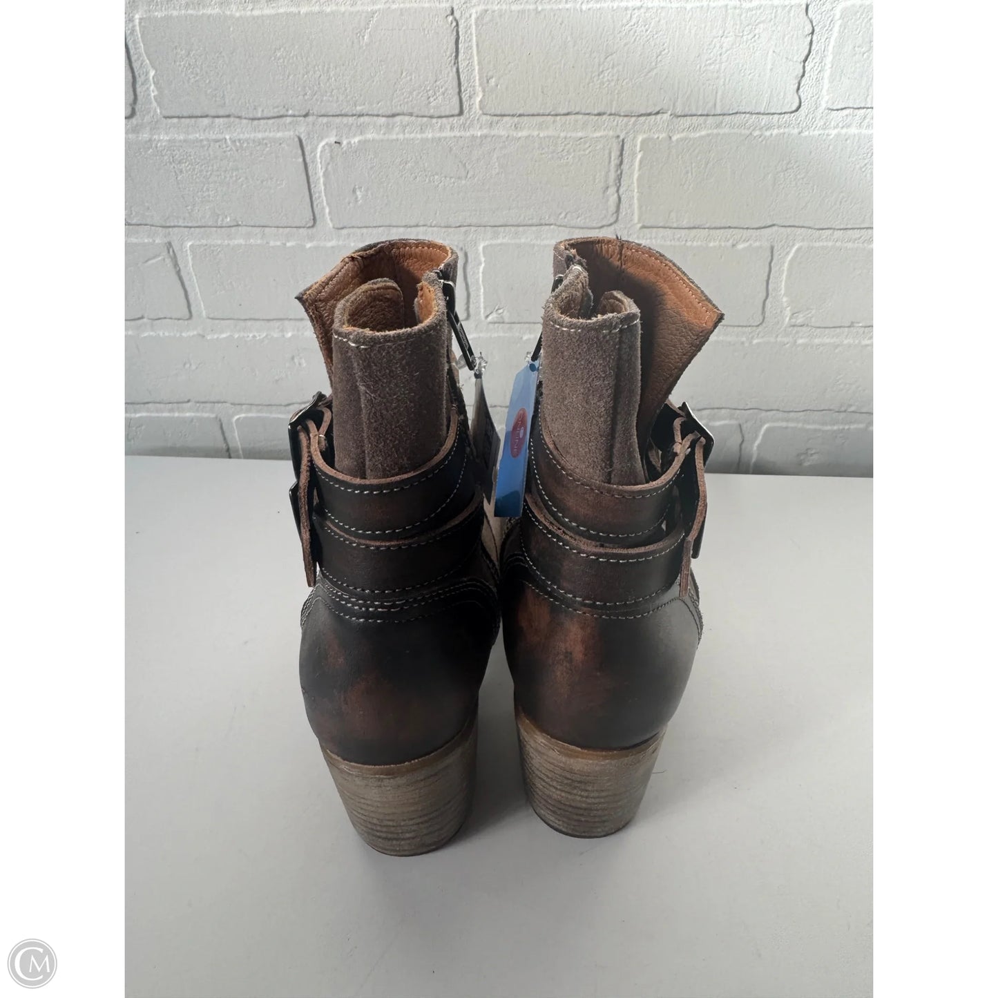 Boots Ankle Heels By Freebird In Brown, Size: 8