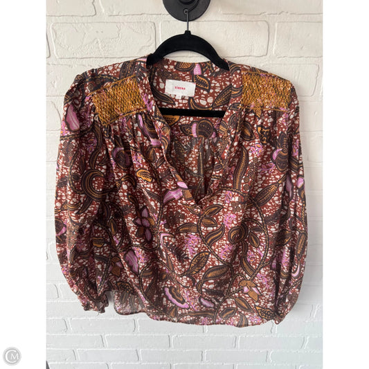 Top Long Sleeve By Cmb In Brown & Cream, Size: S