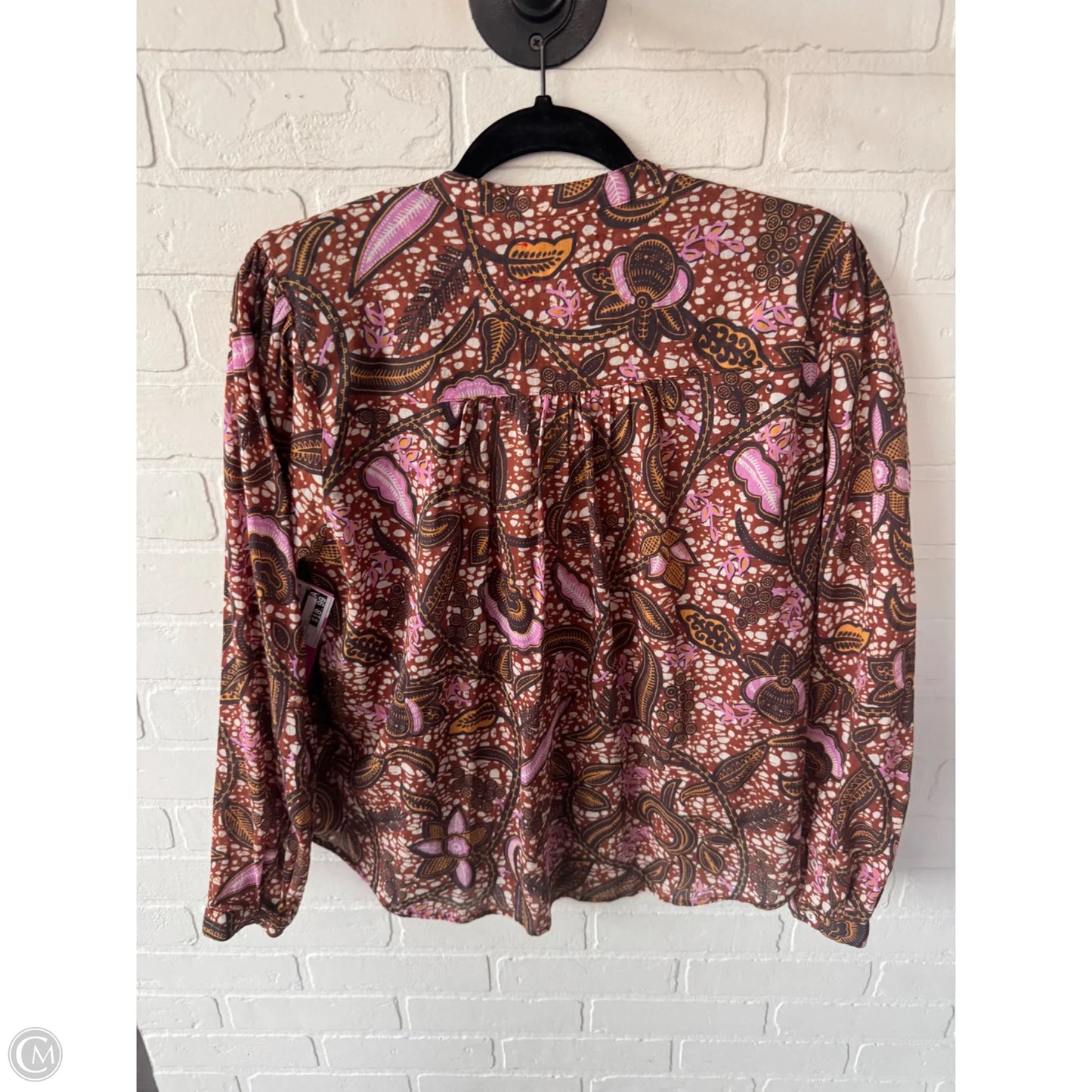 Top Long Sleeve By Cmb In Brown & Cream, Size: S