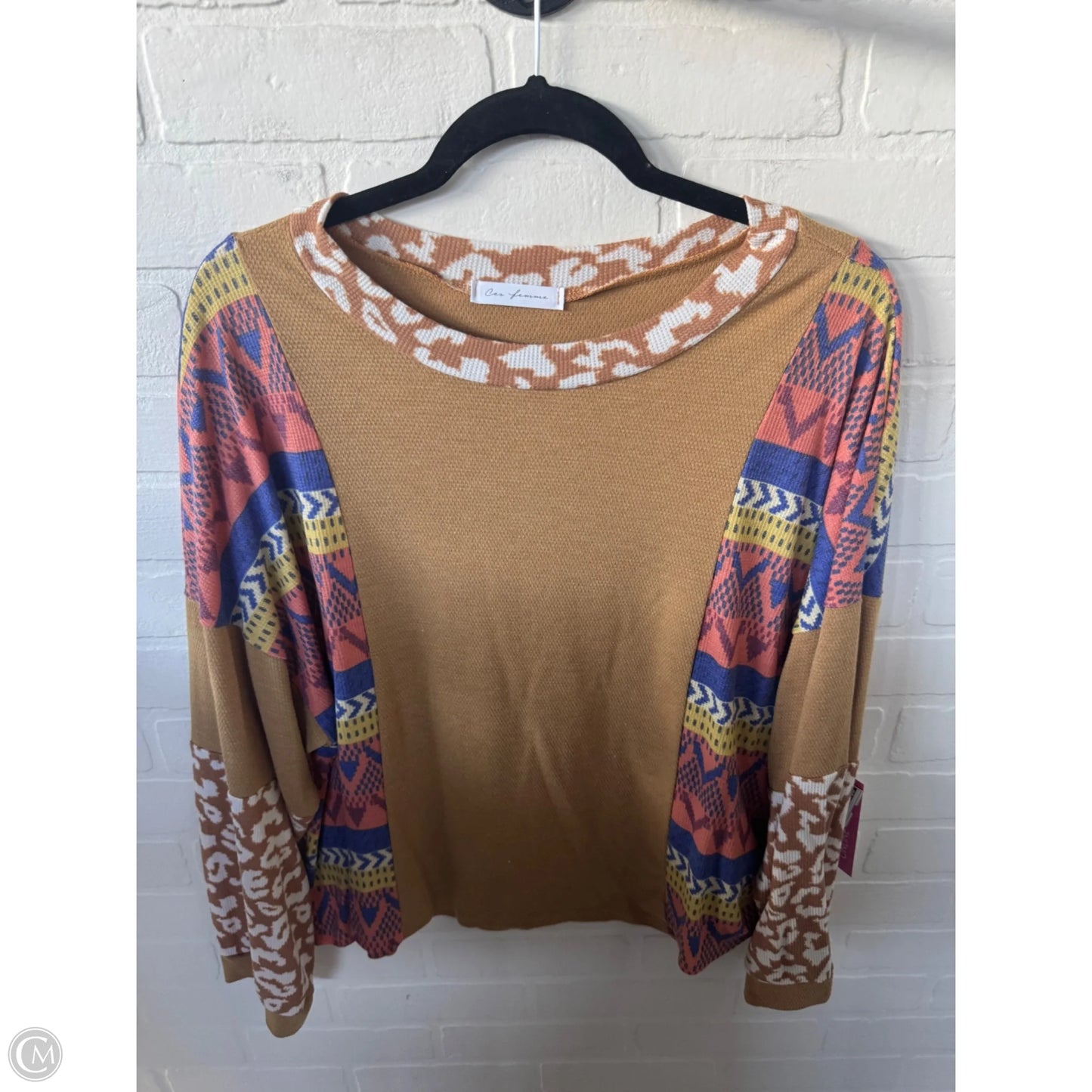 Top Long Sleeve By Ces Femme In Tan, Size: L