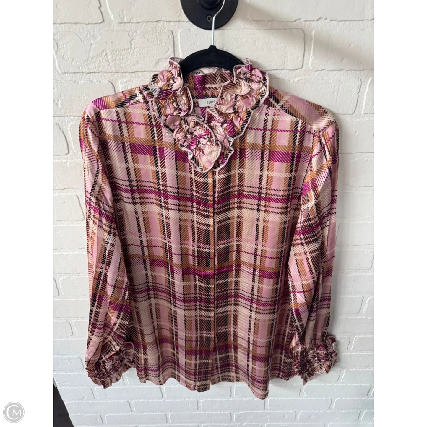 Top Long Sleeve By Tyler Boe In Pink & Tan, Size: L