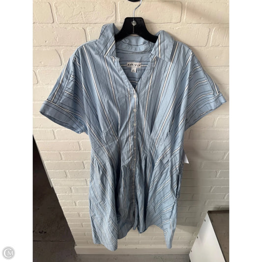 Dress Casual Midi By Ava & Viv In Blue & White, Size: 2x