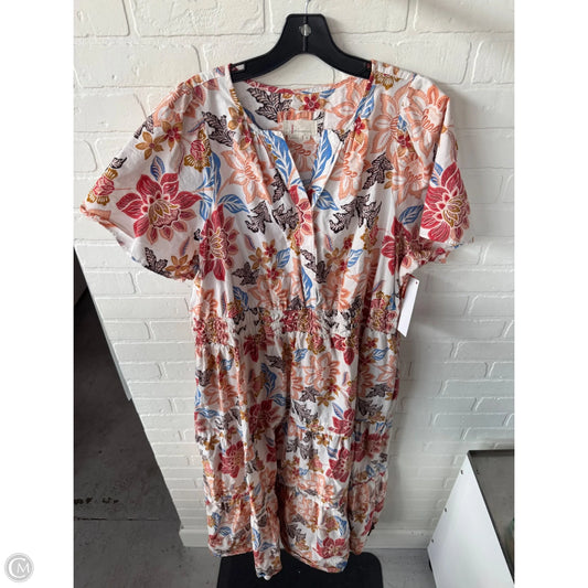 Dress Casual Midi By Anthropologie In Orange & White, Size: 3x