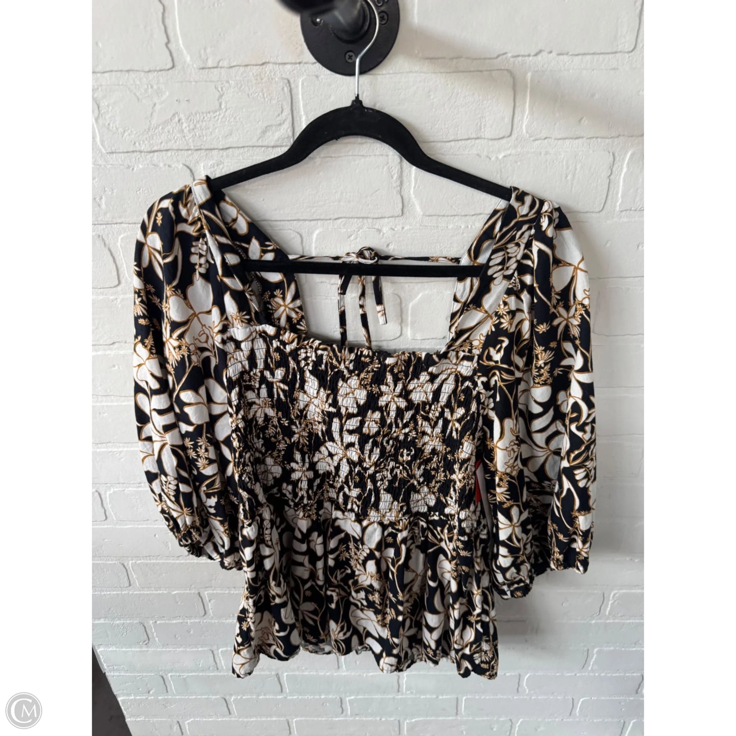 Top Short Sleeve By Ava & Viv In Black & White, Size: 1x