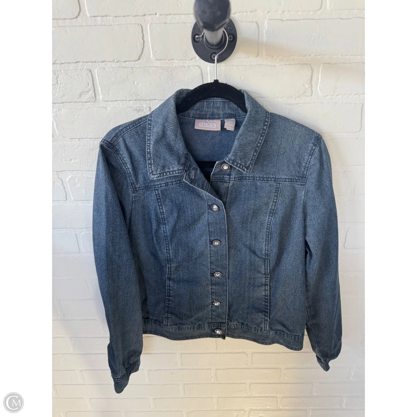 Jacket Denim By Chicos In Blue, Size: M