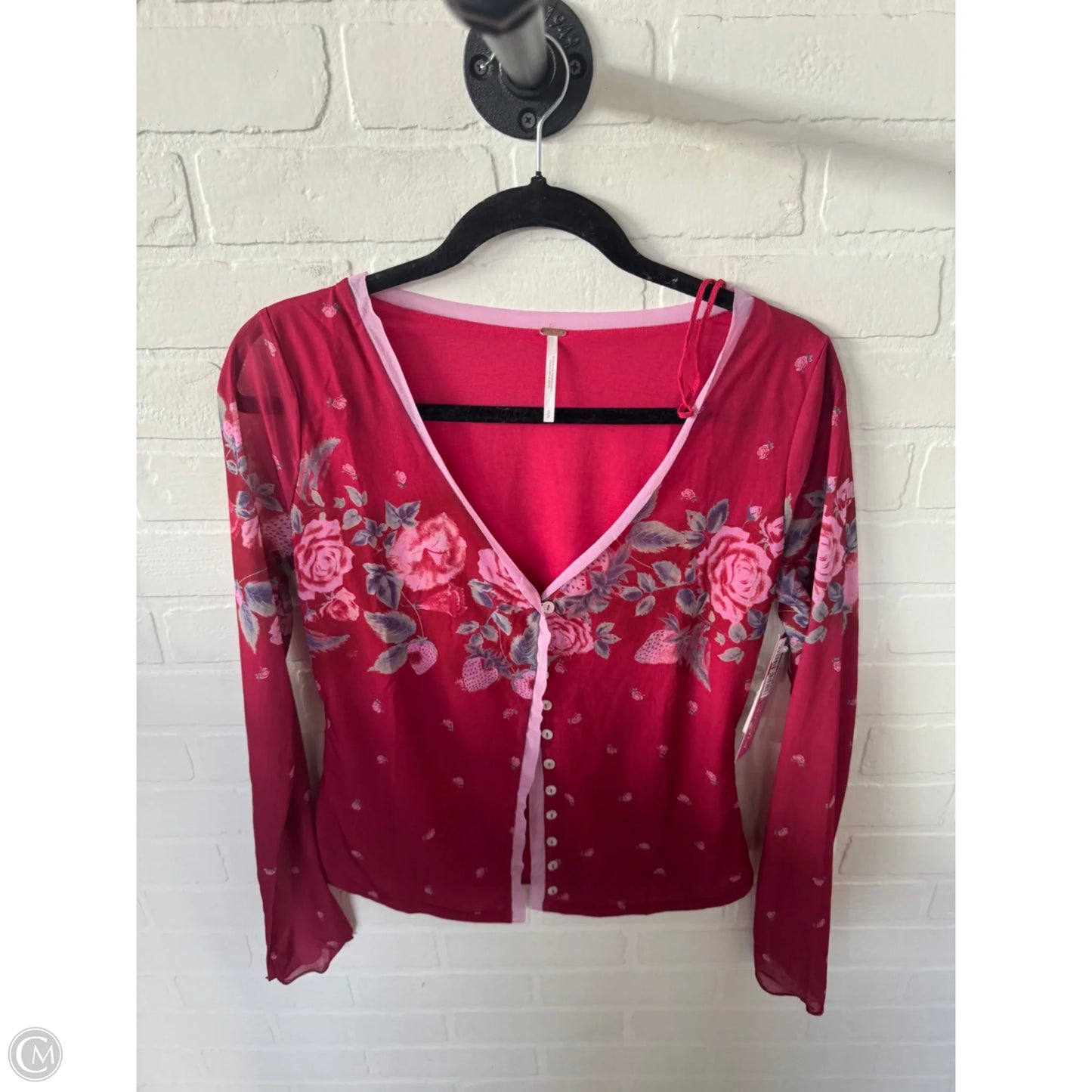 Top Long Sleeve By Free People In Red, Size: S
