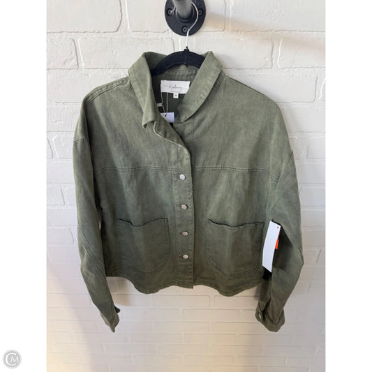 Jacket Shirt By Clothes Mentor In Green, Size: M